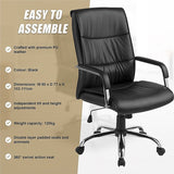 PU Leather Office Chair Ergonomic Executive Swivel Desk Chair with Padded Seat in Black V63-774965