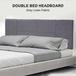 Linen Fabric Double Bed Headboard Bedhead - Grey V63-800797