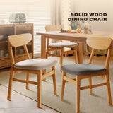 Dining Chairs Kitchen Chair Natural Wood Linen Fabric Cafe Lounge Chairs V488-CR-WDW