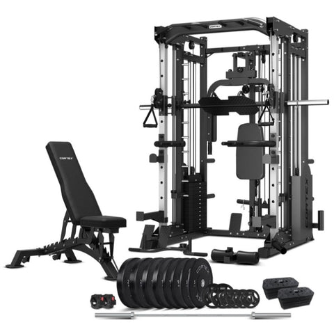 CORTEX SM-25 6-In-1 Power Rack with Smith & Cable Machine + BN-9 Bench + Ultimate Olympic Bumper V420-CSST-SM25-E