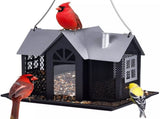 Charming House-Shaped Hanging Bird Feeder - Durable Metal Design for Wild Birds V888-ELOSUNG25686