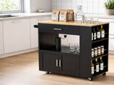 Artiss Kitchen Island Trolley Rolling Serving Cart Storage Cart Shelf Towel Rack FUR-S-KI-01-BK-AB