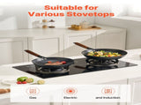 Cast Iron Skillet, 3-Piece Frying Pan Set , Nonstick Skillets with Detachable Wood V952-ZTCG81012INC606UR001V0