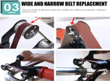 Angle Grinder Belt Sander Attachment Metal Bracket with Three Roller Support for Pipe Tube 360 V1341-ZY-9TSSYUPP-ROUNDTUBESANDERUST