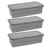 Chopstick Storage Box Grey PP for Kitchen Utensil Organization 3Pcs V1192-AZ-W-32861