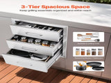 18x23 Outdoor Kitchen Stainless Steel Triple Access BBQ Drawers with Chrome Handle, 18 x23 x 23 V952-18X23YC3CBXGCTG01V0