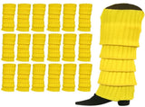 24x Womens Leg Warmers Disco Winter Knit Dance Party Crochet Legging Socks Costume - Yellow V563-BR-24LEGWARMS-YLW