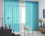 2 Sheer Voile Curtains 544cm x 230cm Drop+Hooks Pinch Pleat + Hooks, Lake Blue V702-CNA5-2-3 BLUE