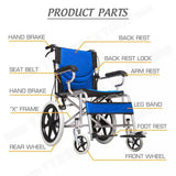 16 Lightweight Foldable Wheelchair Flat-Free Tires Handbrakes V178-66961