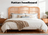 Artiss Bed Headboard Double Bedhead Rattan - NERO Pine BED-HEAD-C-NERO-D-WD