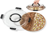 Deviled Egg Container with Lid, Wooden Deviled Egg Tray with 24 Slots, Food Carrier Platter with V1369-AZ3-W-08824