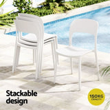 Gardeon 4PC Outdoor Dining Chairs Stackable PP Patio Chair Garden Furniture White ODF-CHAIR-PPTX14-WH-4X