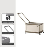Size L Brown Collapsible Storage Box with Wheels and Telescopic Handle - Stackable Folding Crate for V888-ELOSUNG36122