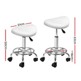 Artiss 2x Salon Stool Saddle Swivel Chair White SALON-B-ERG-WHX2