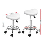 Artiss Salon Stool Saddle Swivel Chair White SALON-B-ERG-WH