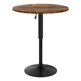 Artiss Height Adjustable Bar Table 360 Swivel Round Gaslift Design 60cm Rustic Brown Black BA-K-TB304-BR
