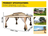 Outdoor Canopy Gazebo Tent, Portable Canopy Shelter with 11'x11' Large Shade Space for Party, V952-ZYP3.3MX3.3MSDZD1V0