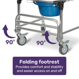 Equipmed Commode Shower Chair, Over Toilet or Bedside 136kg Capacity Aluminium frame with Wheels, V219-HELSBSEQCC4A