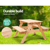 Keezi Kids Wooden Picnic Table Set with Umbrella ODF-KID-PICNIC-UM-NW