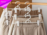 Set of 5 Plastic Pant and Sock Hangers with Sliding Clips, Multifunctional Wardrobe Hanger for V1366-AZ2-W-14762