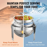 Roll Top Chafing Dish Buffet Set, 5.5L 2 Pack, Stainless Steel Chafer with 2 Full Size Pans, Round V952-QXKCLJTQX26QT6HT8V0