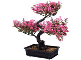 Pink Artificial Bonsai Plastic Fake Potted Plant for Home Decor Living Room Kitchen Office V1369-AZ3-W-15693