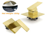 Brushed Gold Square Bath Shower Mixer Hot Cold Tap Ceramic Cartridge For Bath Set V1233-KSQ201GBG