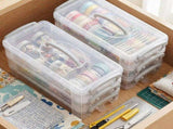 2 Pack 3 Tier Clear Plastic Storage Box with Lid and Handles, Portable Craft Organizer Container for V1237-ZY00B0CG6CJZJJ