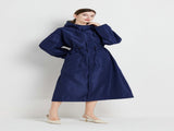 Size XL Dark Blue Women's Chic Lightweight Waterproof Raincoat - Long Hooded Packable Rain Jacket V888-ELOSUNG32633