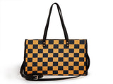 Yellow and black checkered tote bag Go shopping/to work/on a trip, wear it in different styles V1102-HEBB-002