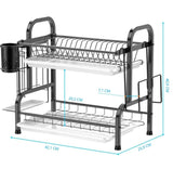 Stainless Steel 2-Tier Dish Drying Rack with Utensil Holder, Cutting Board Holder and Dish Drainer V178-84442