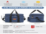 Khaki 23L Extra Large Insulated Cooler Bag with Double Layers - Perfect for Camping, Picnics, and V888-ELOSUNG21916