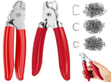 300 Pcs Hog Ring Plier Kit Straight and Bent Carbon Steel for Animal Cage Rope Bag DIY Auto V1366-AZ2-W-15116