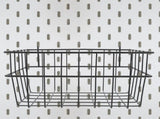 Black Pegboard Wall Basket Organizer, Iron Wire Storage Bin, No Drill Installation for Garage or V1192-AZ-W-32960