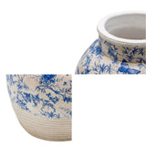 Glazed Blue Stoneware Look Vase 33cm V637-88755VSE