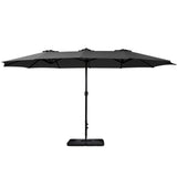 Instahut 4.57m Outdoor Umbrella w/Base Stand Beach Pole Garden Tilt Black UMB-POLE-4-BASE-50N-BK