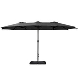 Instahut 4.57m Outdoor Umbrella w/Base Stand Beach Pole Garden Tilt Black UMB-POLE-4-BASE-50N-BK
