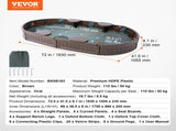 Sandbox with Cover, 72 x 41.5 x 9.1 in Oval Sand Box, HDPE Sand Pit with 4 Corner Seating and Bottom V952-SXSLTYXJCK00EEGPJV0
