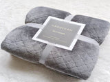 Grey 150*200cm Flannel Fleece Blanket - Quilted Diamond Pattern, Soft & Warm Polyester Throw for V888-ELOSUNG50665