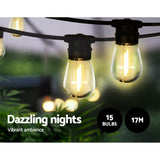 17m Solar Festoon Lights Outdoor LED String Light Christmas Party Garden Decor LIGHT-B-SOLAR-S14-15-WW