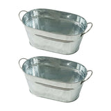 Party Drink Chiller Ice Buckets Set, 2 Piece Galvanized Oval Beverage Tub with Side Handle and Wide V1366-AZ2-W-17059