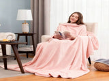 Pink 180 x 120CM Extra Large Wearable Wrap Blanket with Sleeves and Large Pocket, Cozy Thickened V888-ELOSUNG52502