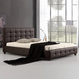 Double PU Leather Deluxe Bed Frame Brown V63-761295