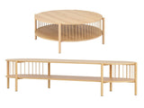 Artiss TV Unit & Coffee Table Set Storage Shelf Pine FUR-Z-TV-COF-WD