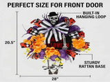 Halloween Wreaths for Front Door, Spooky Halloween Door Wreath with Spider Skeleton Black Rose V1366-AZ2-W-15266