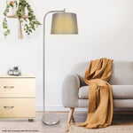 Sarantino Metal Task Floor Lamp Nickel Finish with Grey Fabric Shade LMP-MLM-618