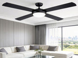 Devanti 52'' Ceiling Fan DC Motor w/Light w/Remote - Black CF-RC-52-BK