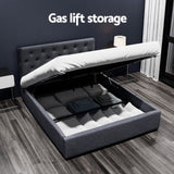 Artiss Bed Frame Double Size Gas Lift Charcoal VILA BFRAME-E-VILA-D-CHAR-ABC