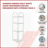 Shower Corner Shelf White Caddy Bathroom Shelves Organiser Bath Storage Rack 4 V63-827131