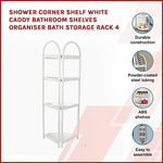 Shower Corner Shelf White Caddy Bathroom Shelves Organiser Bath Storage Rack 4 V63-827131